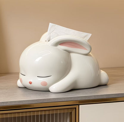 Lazy Rabbit Ceramic Tissue Box