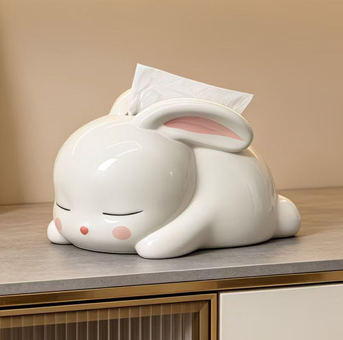 Lazy Rabbit Ceramic Tissue Box