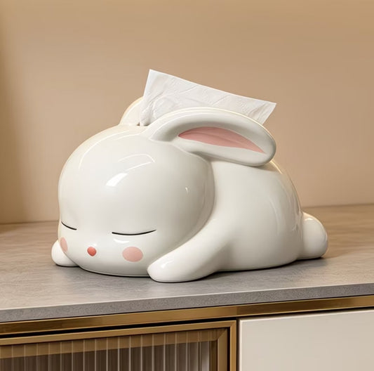 Lazy Rabbit Ceramic Tissue Box