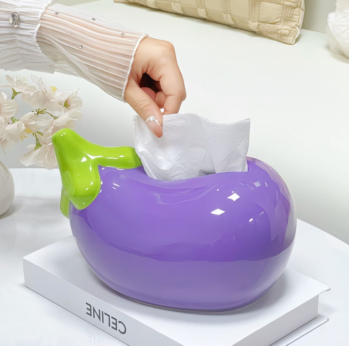 Eggplant Ceramic Tissue Box