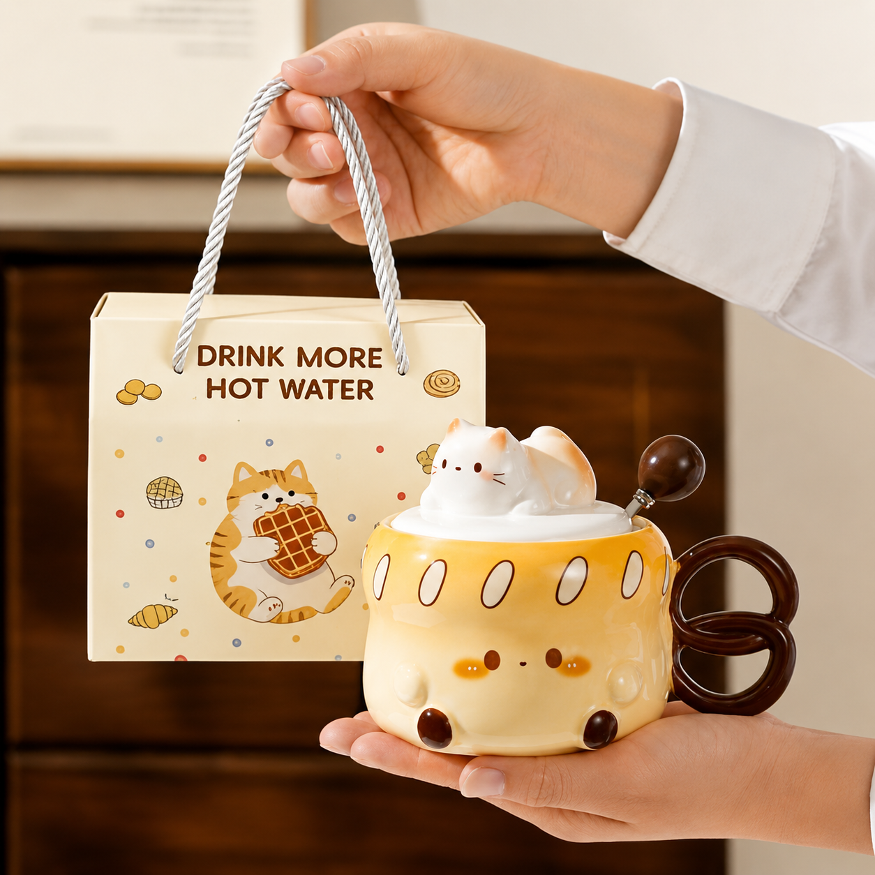 Cat Ceramic Mug Gift Set