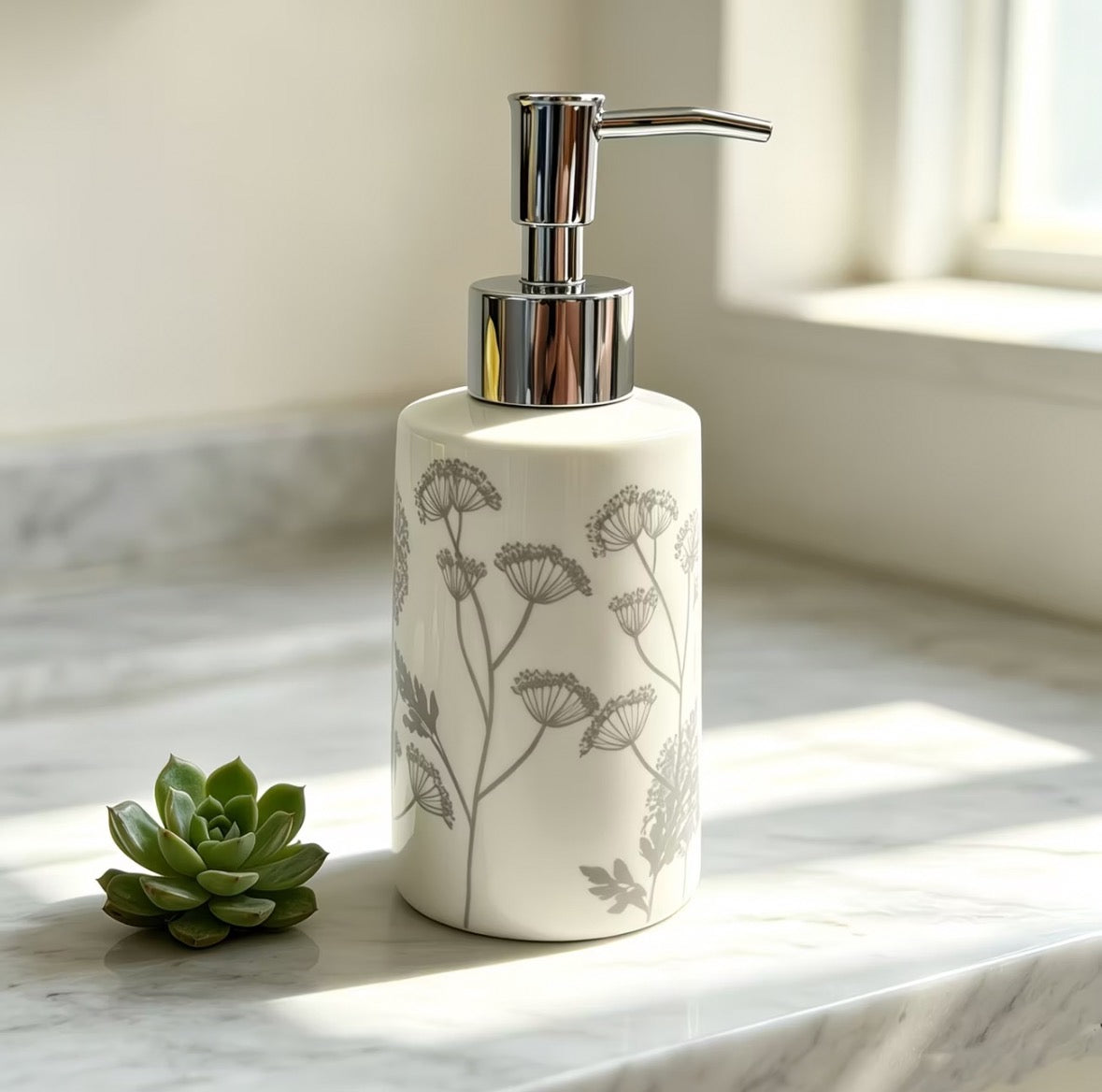 Minimalist Botanical Ceramic Dispenser Bottle