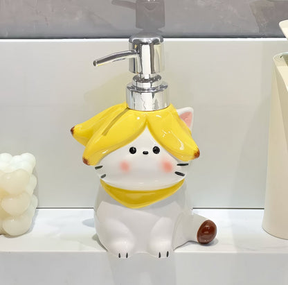 Banana Cat Ceramic Dispenser Bottle