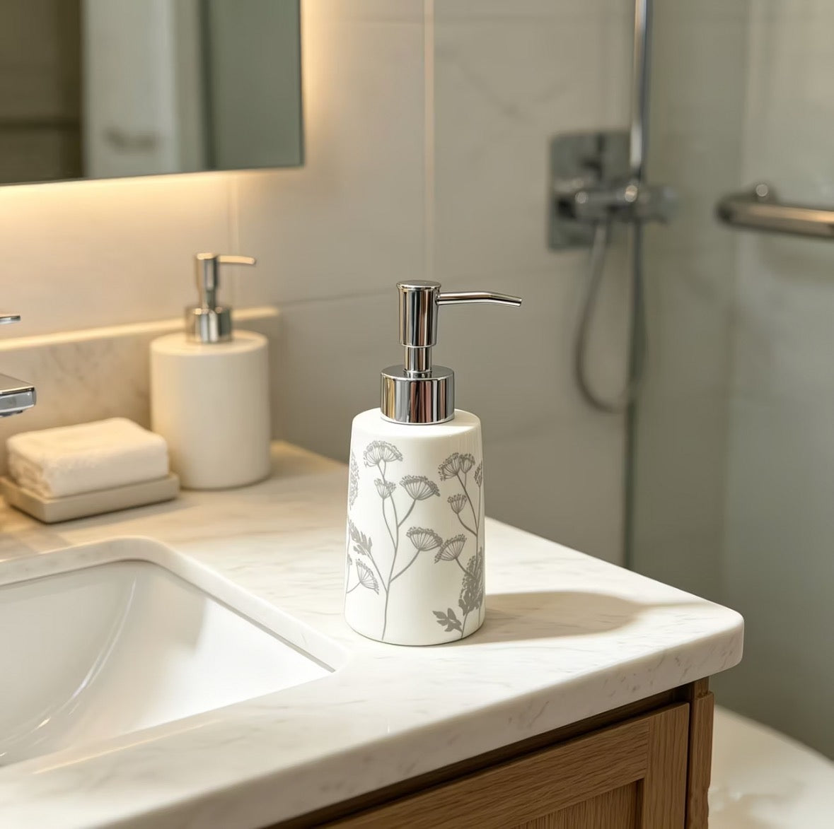 Minimalist Botanical Ceramic Dispenser Bottle