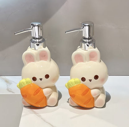 Carrot Bunny Ceramic Dispenser Bottle
