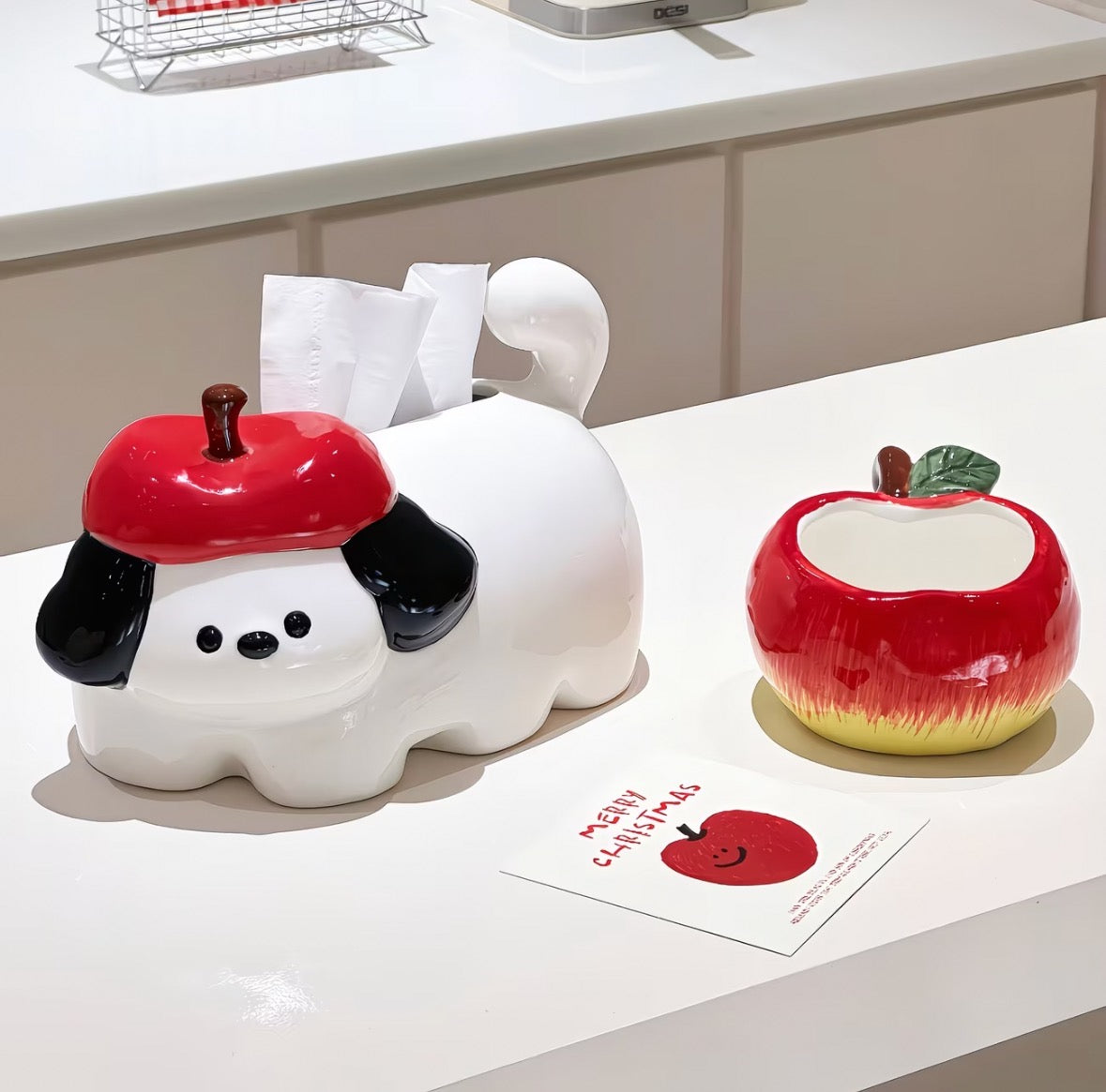 Apple Puppy Ceramic Tissue Box
