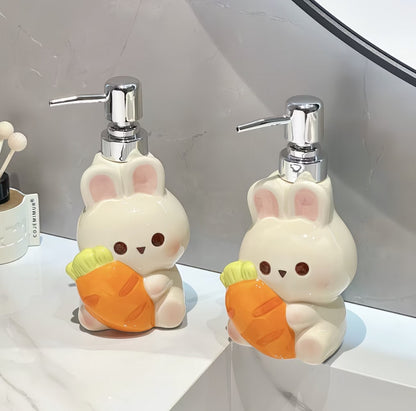 Carrot Bunny Ceramic Dispenser Bottle