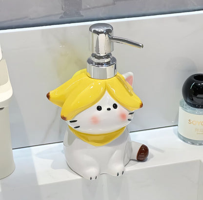 Banana Cat Ceramic Dispenser Bottle