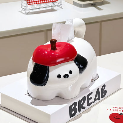 Apple Puppy Ceramic Tissue Box