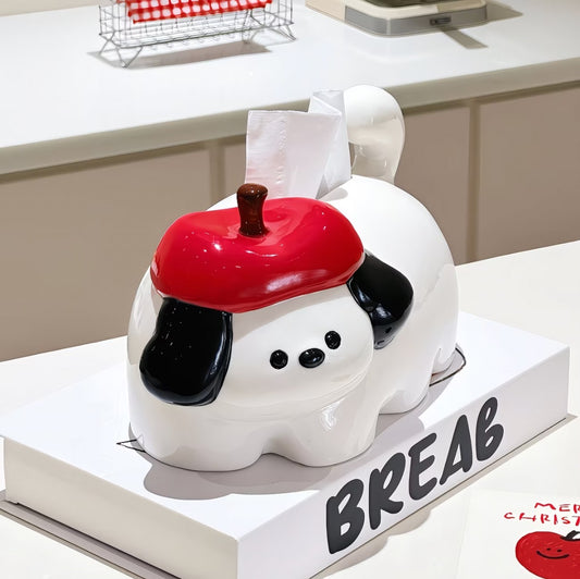 Apple Puppy Ceramic Tissue Box