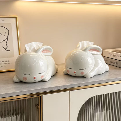 Lazy Rabbit Ceramic Tissue Box