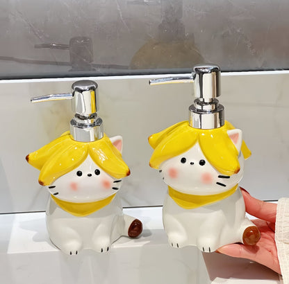 Banana Cat Ceramic Dispenser Bottle