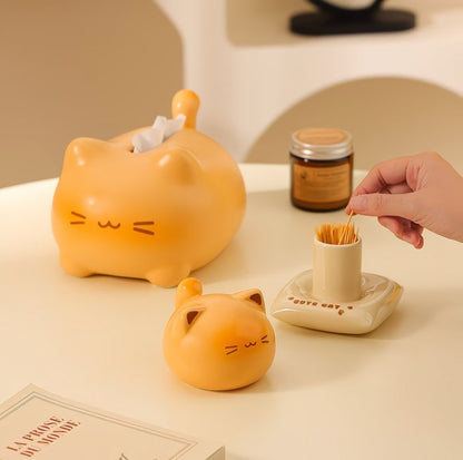 Country Cat Ceramic Tissue Box