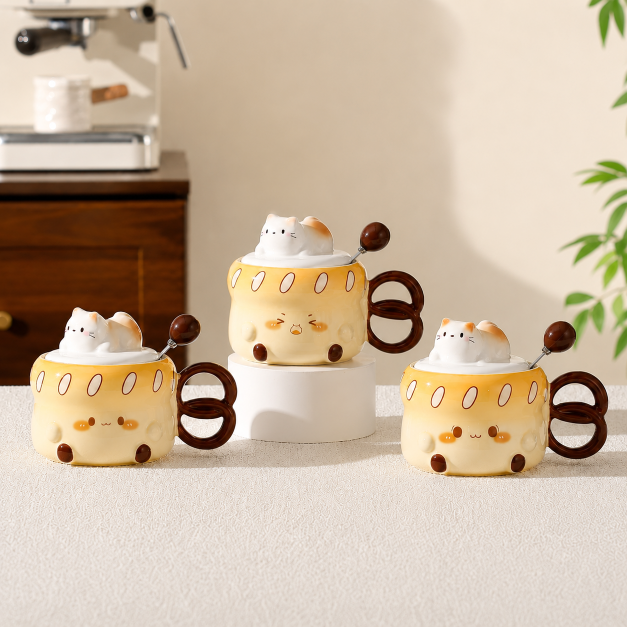 Cat Ceramic Mug Gift Set