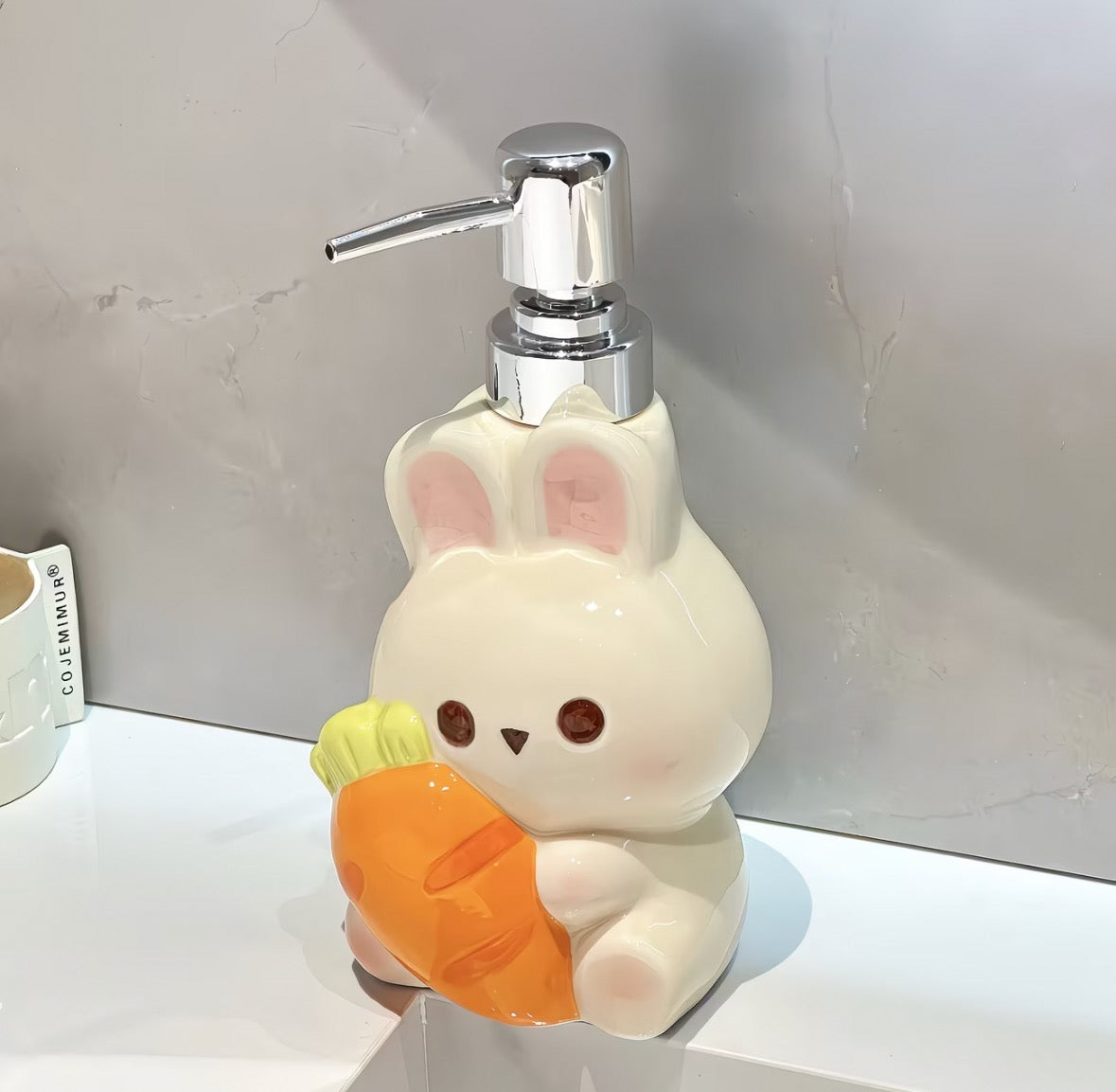 Carrot Bunny Ceramic Dispenser Bottle