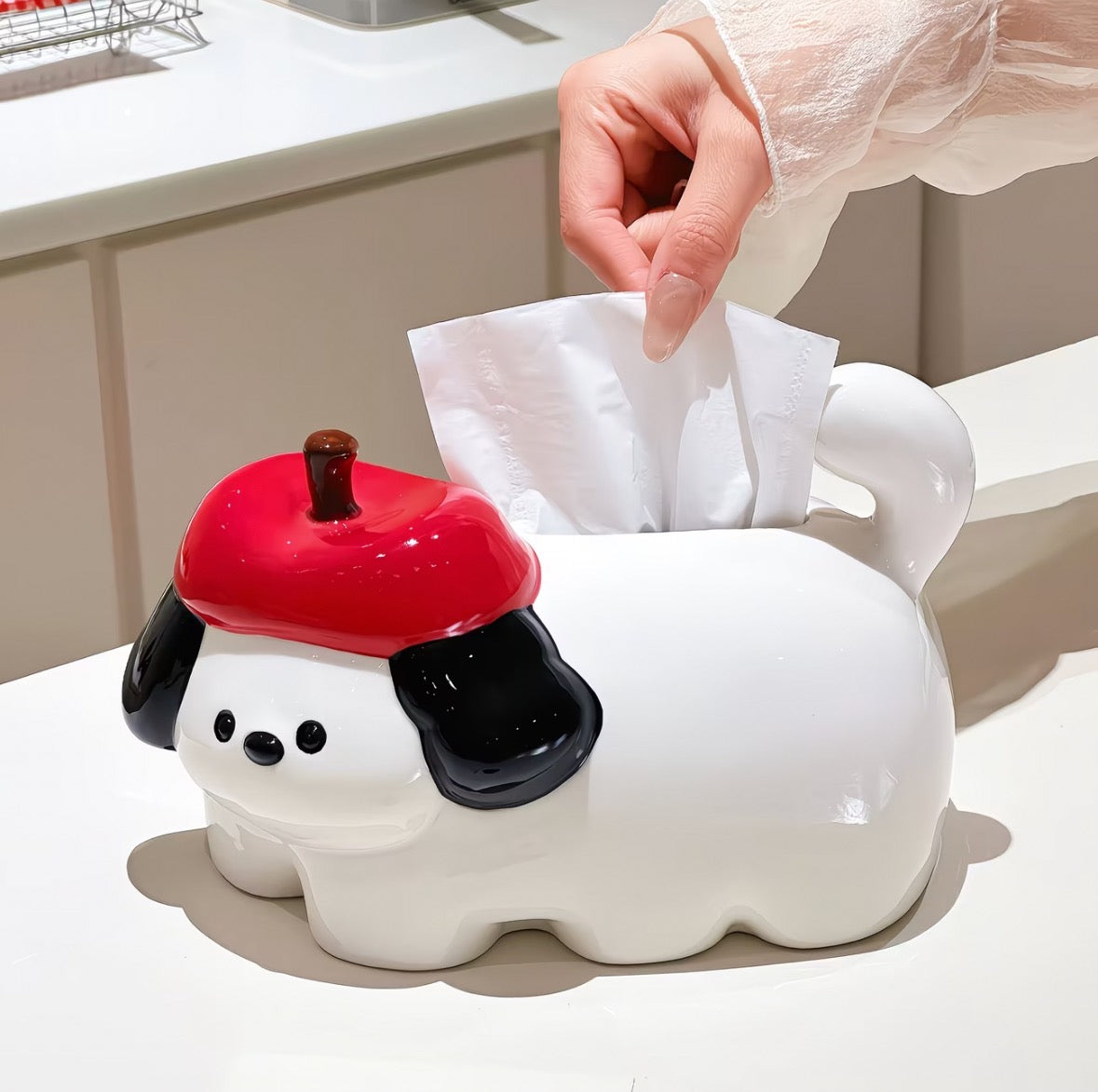 Apple Puppy Ceramic Tissue Box