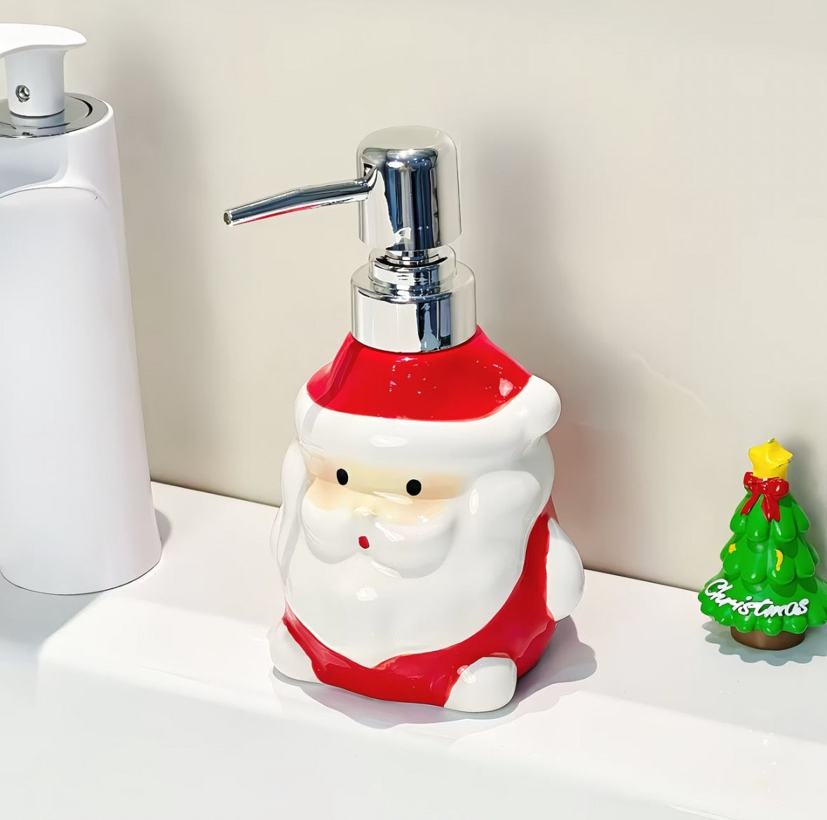 Santa Claus Ceramic Dispenser Bottle