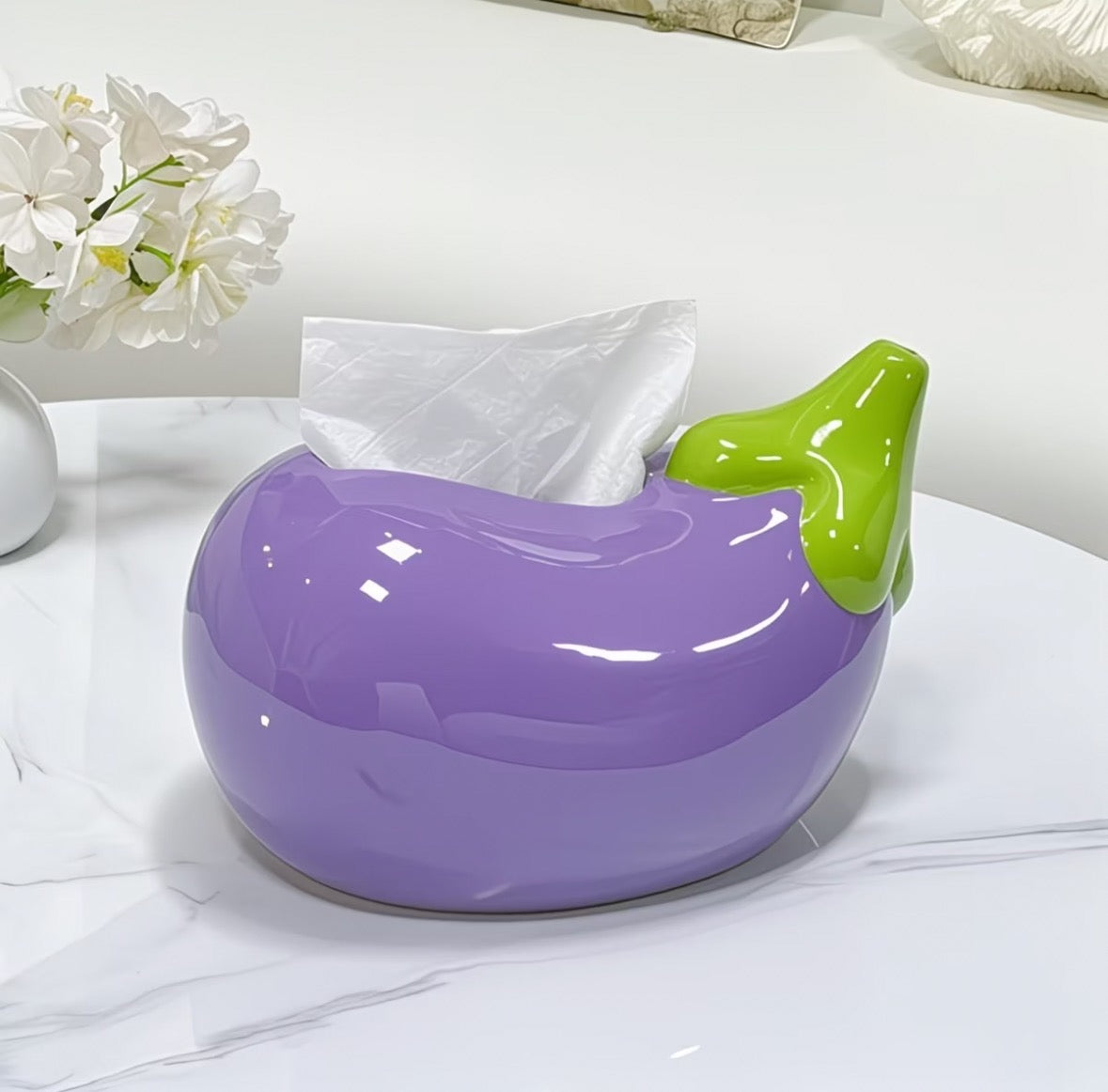 Eggplant Ceramic Tissue Box