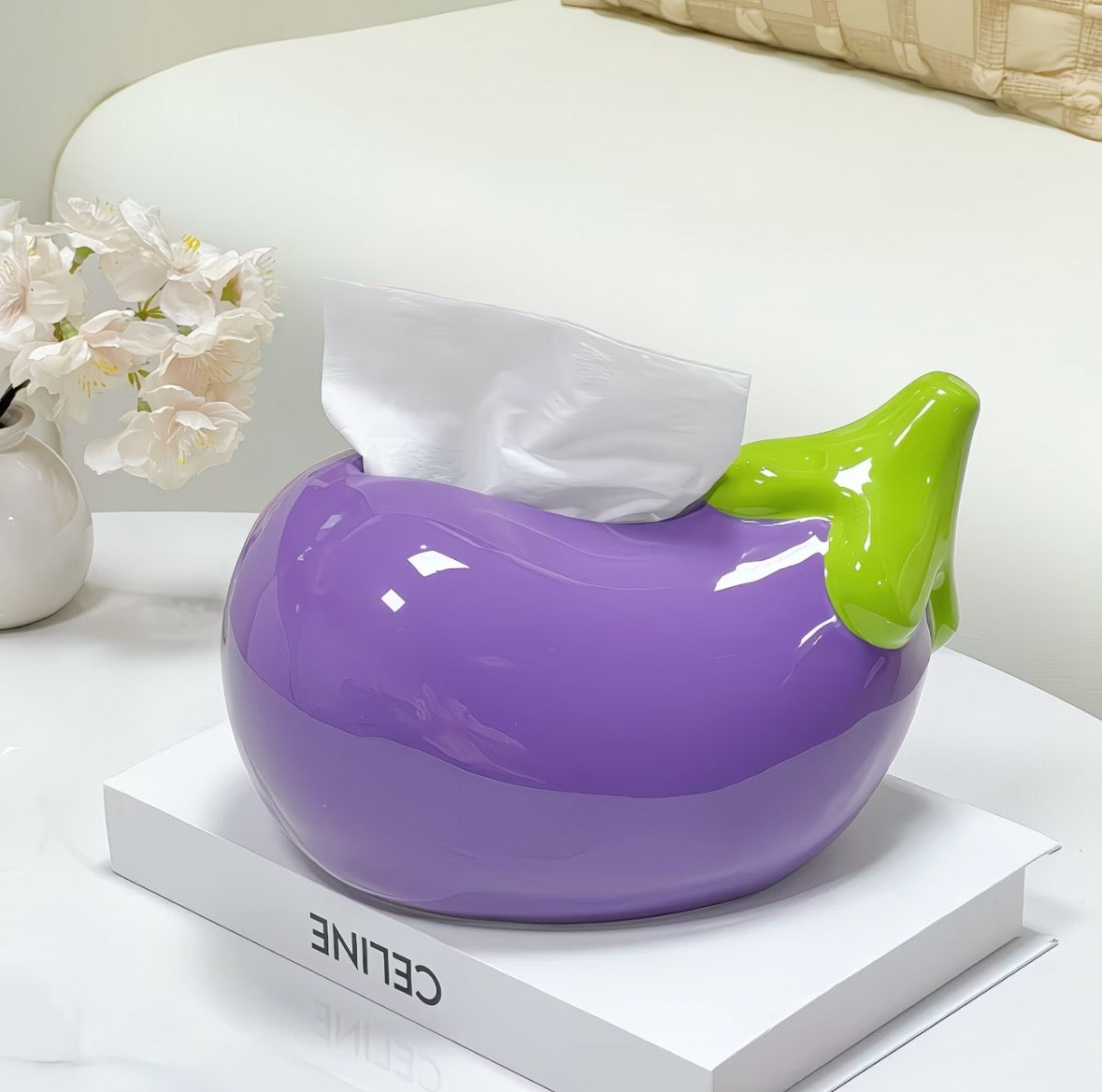 Eggplant Ceramic Tissue Box