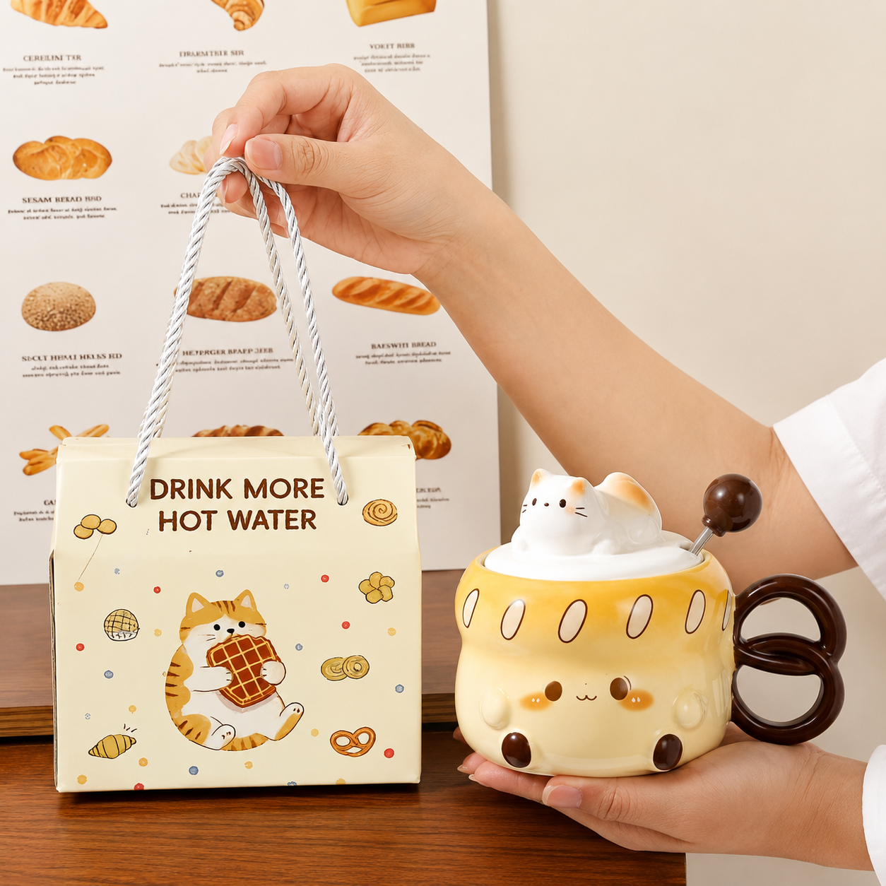Cat Ceramic Mug Gift Set