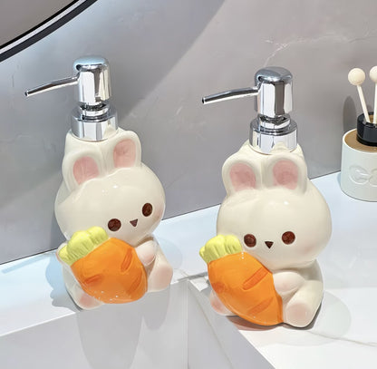 Carrot Bunny Ceramic Dispenser Bottle