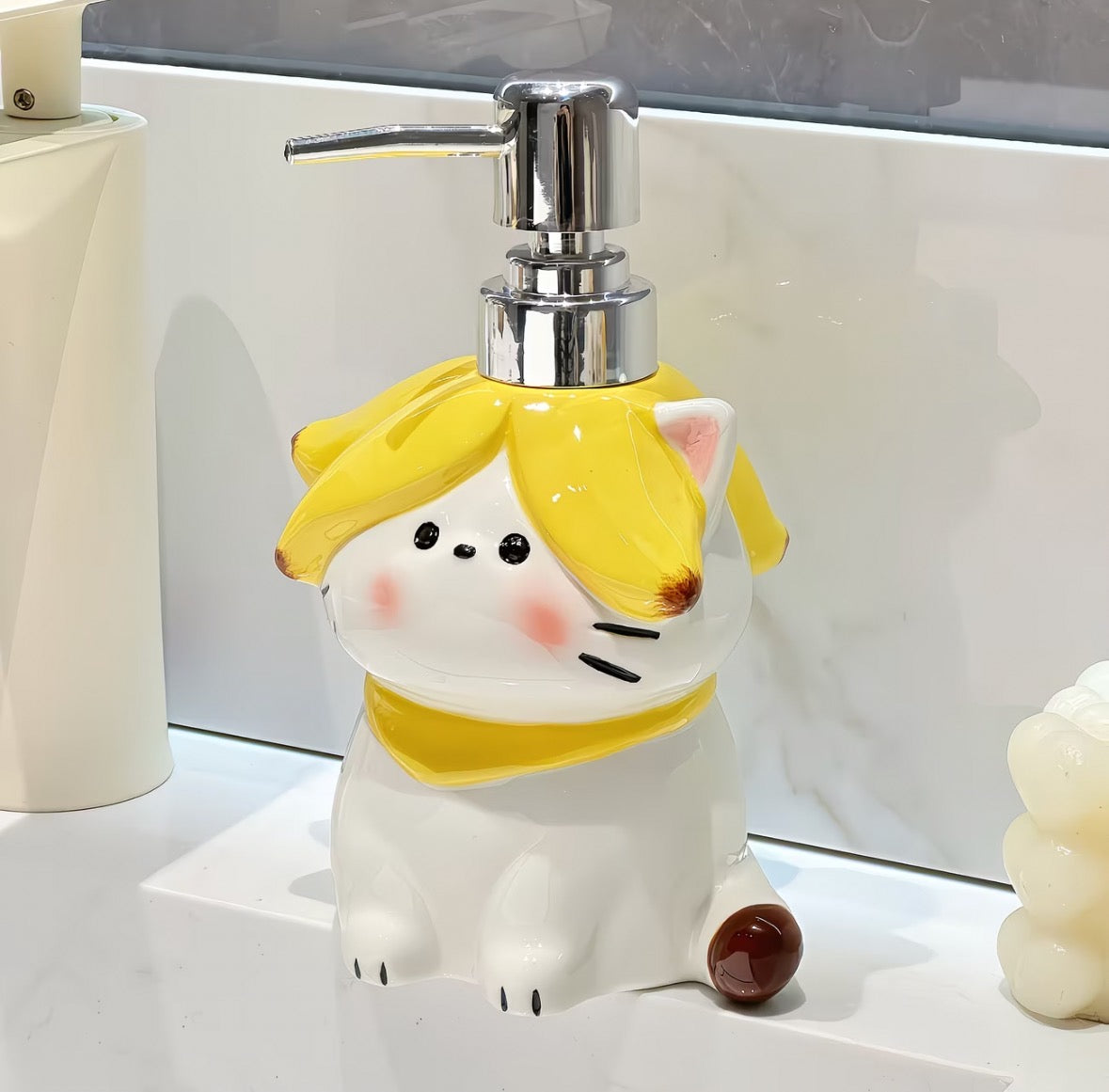 Banana Cat Ceramic Dispenser Bottle