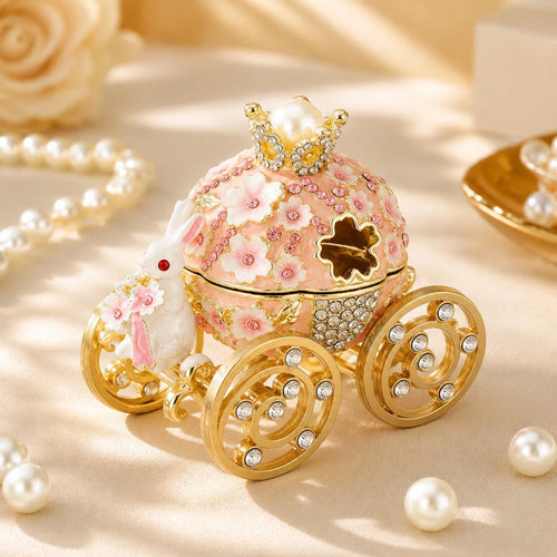 Vintage Enamel Carriage Jewelry Box
