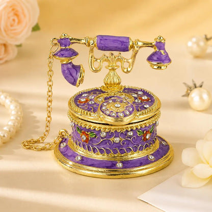 Vintage Enamel Telephone Jewelry Box