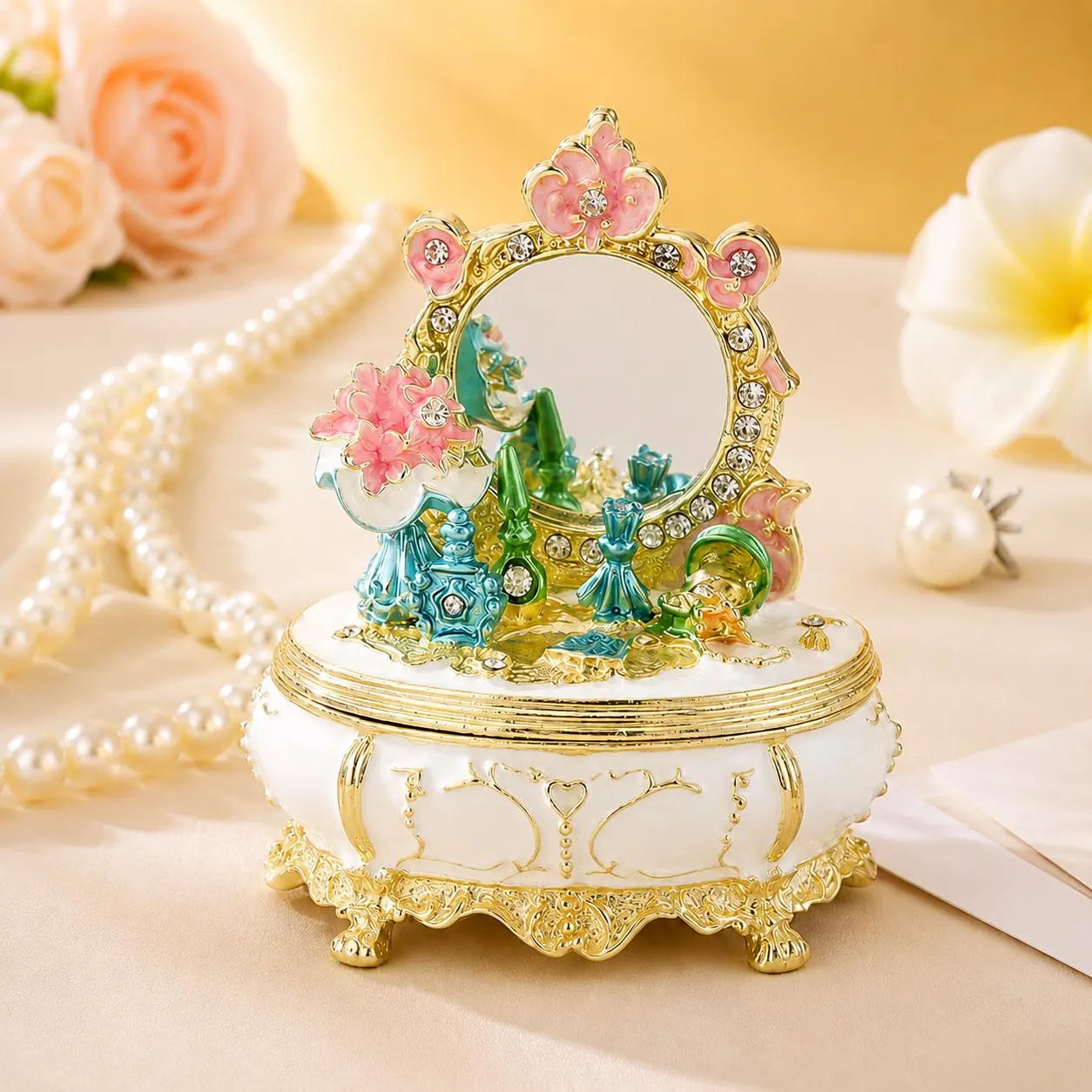 Vintage Enamel Princess Jewelry Box