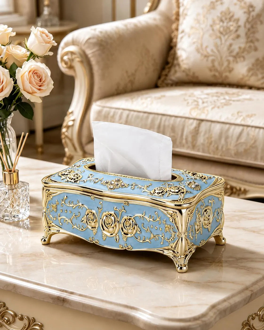 European Rose Baroque Tissue Box Cover
