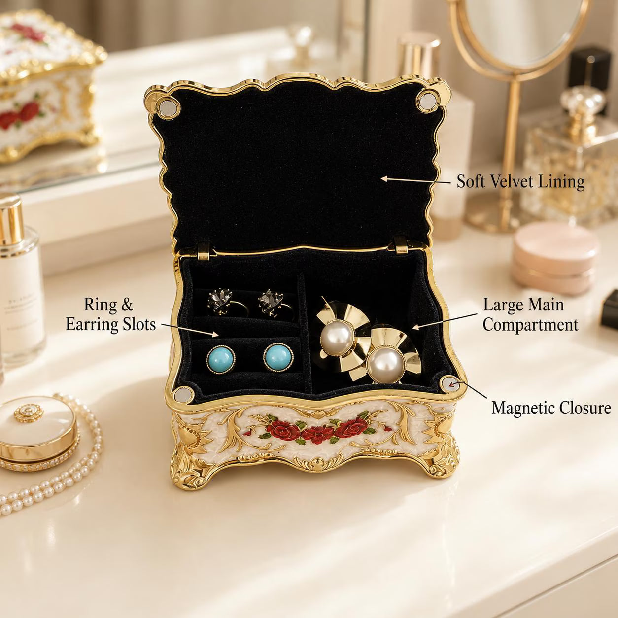 Vintage Rose Jewelry Box