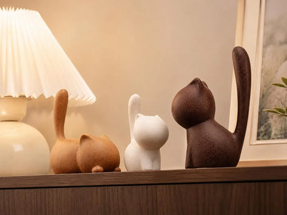 Set of 3 Ceramic Cat Figurines