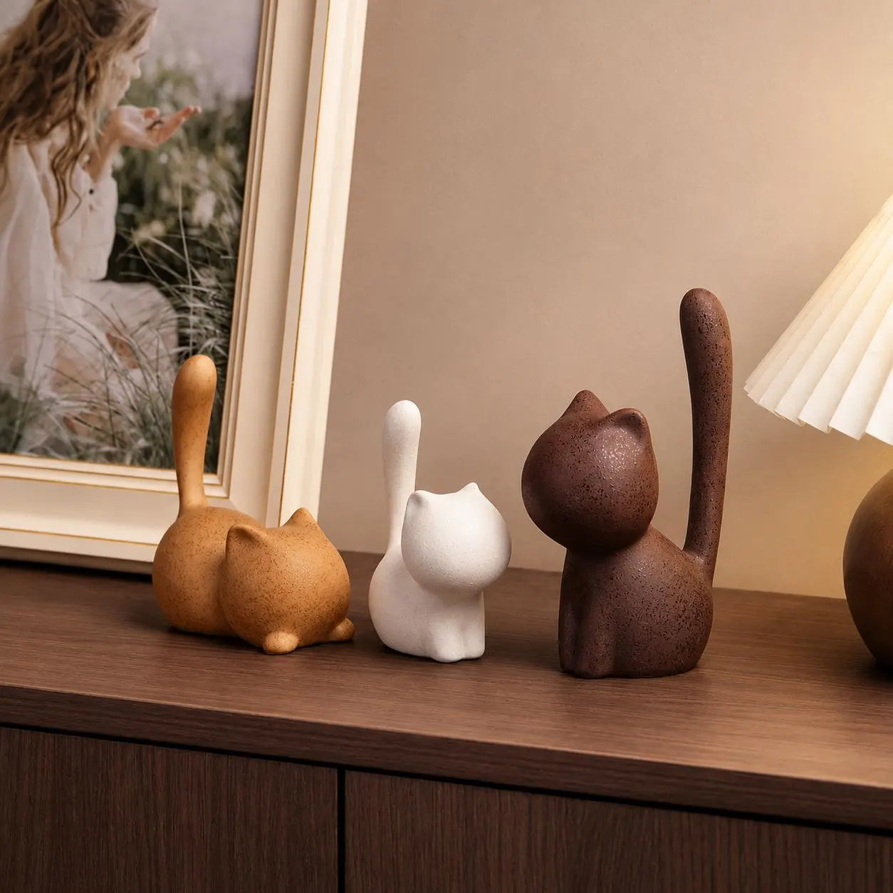 Set of 3 Ceramic Cat Figurines
