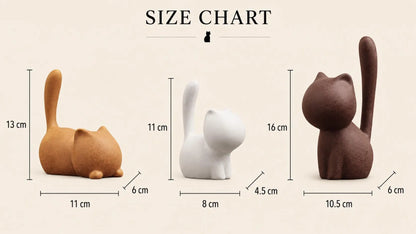 Set of 3 Ceramic Cat Figurines