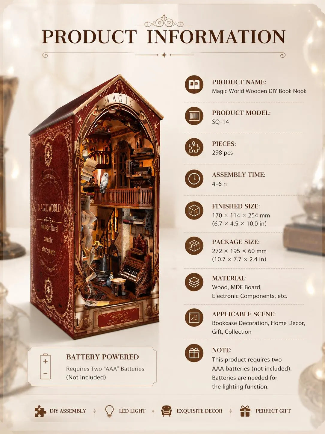 DIY Magic World Library Book Nook Kit