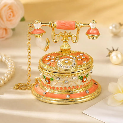 Vintage Enamel Telephone Jewelry Box