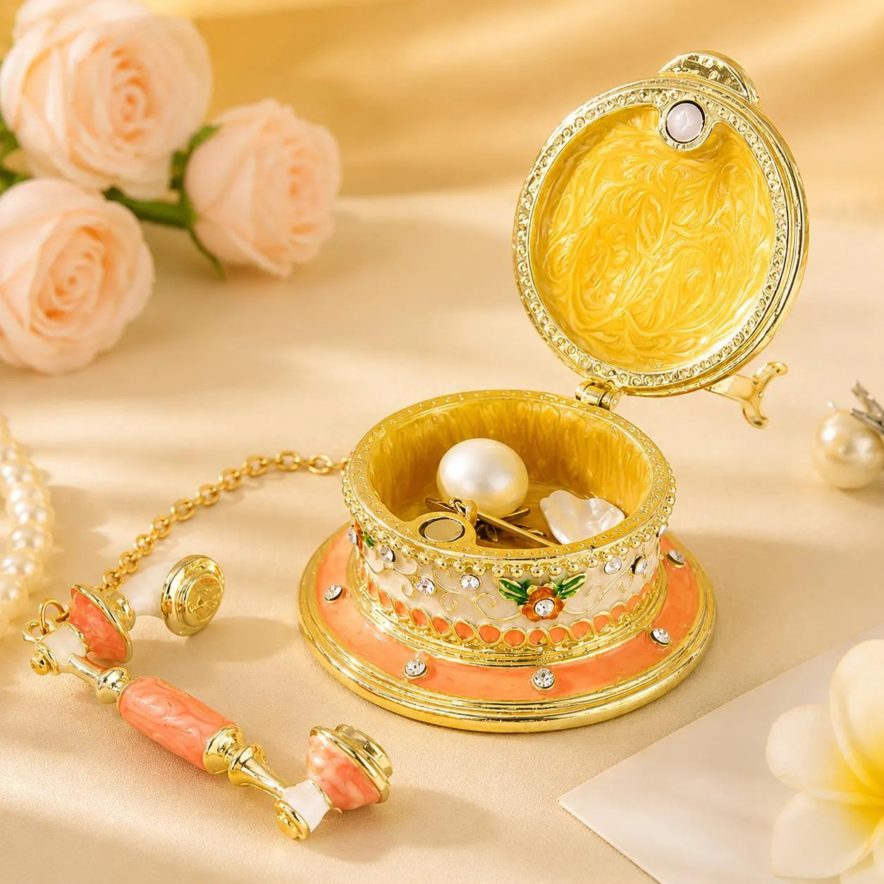 Vintage Enamel Telephone Jewelry Box