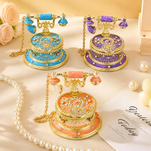 Vintage Enamel Telephone Jewelry Box