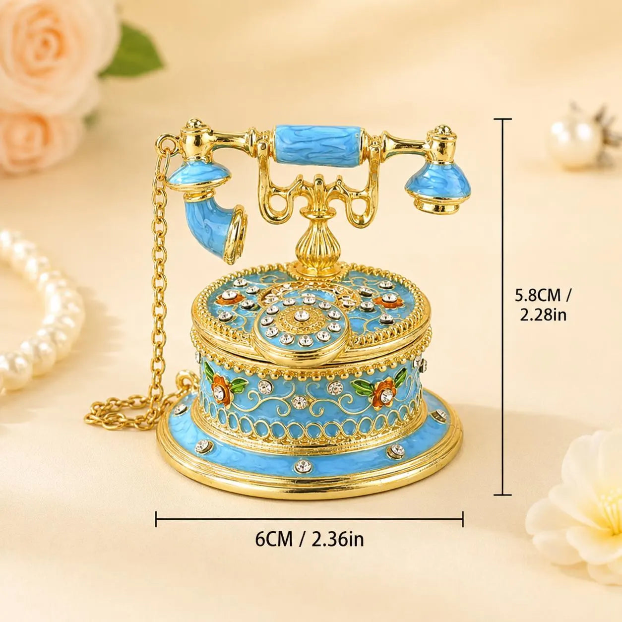 Vintage Enamel Telephone Jewelry Box