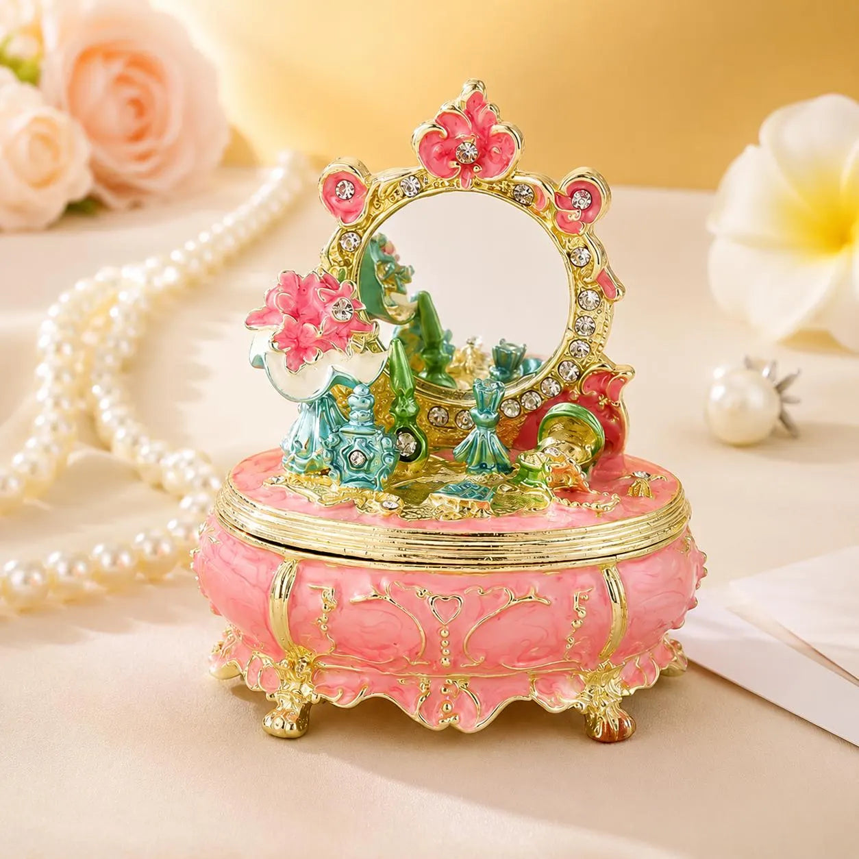 Vintage Enamel Princess Jewelry Box