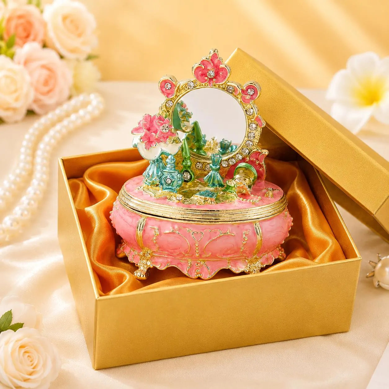 Vintage Enamel Princess Jewelry Box