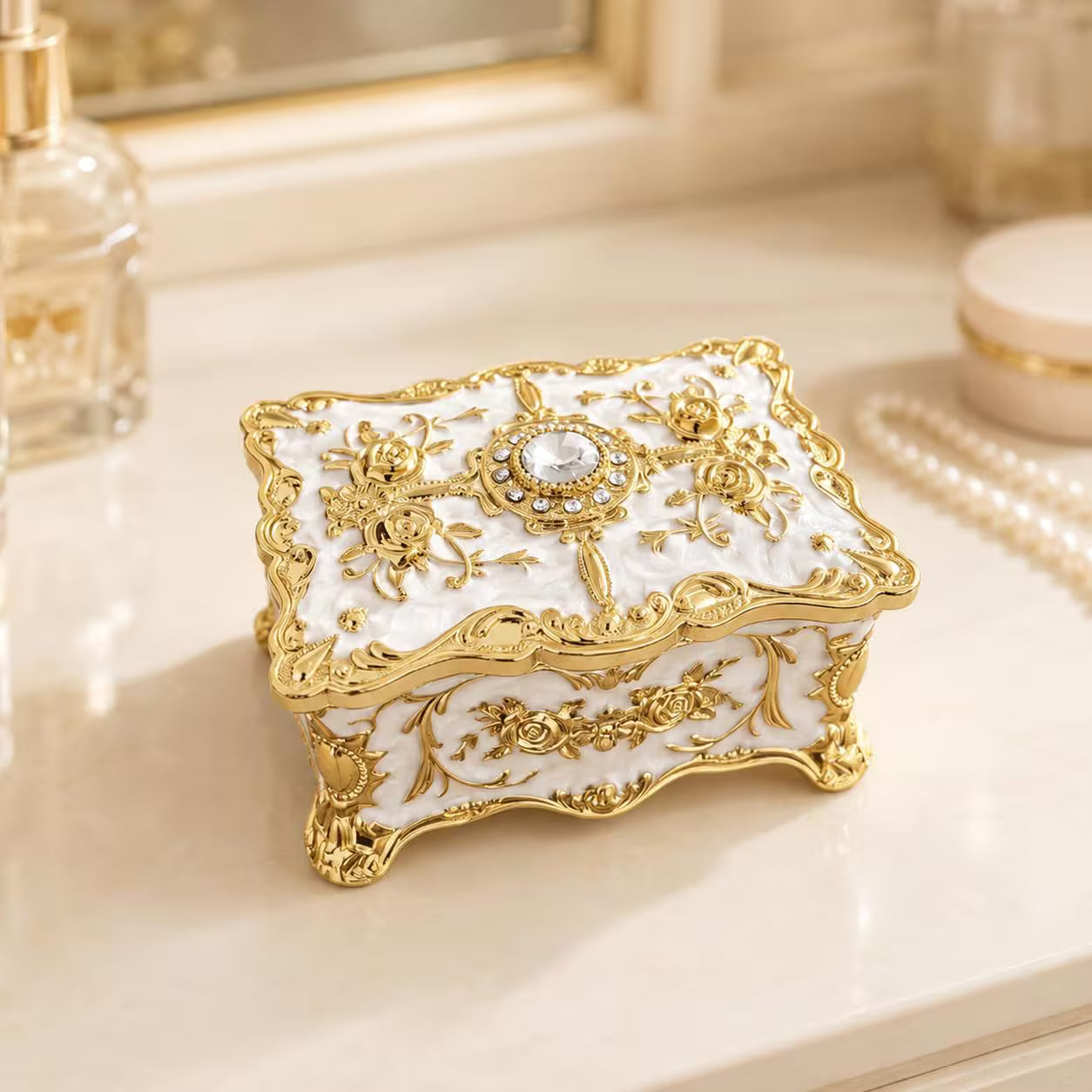 Vintage Rose Jewelry Box