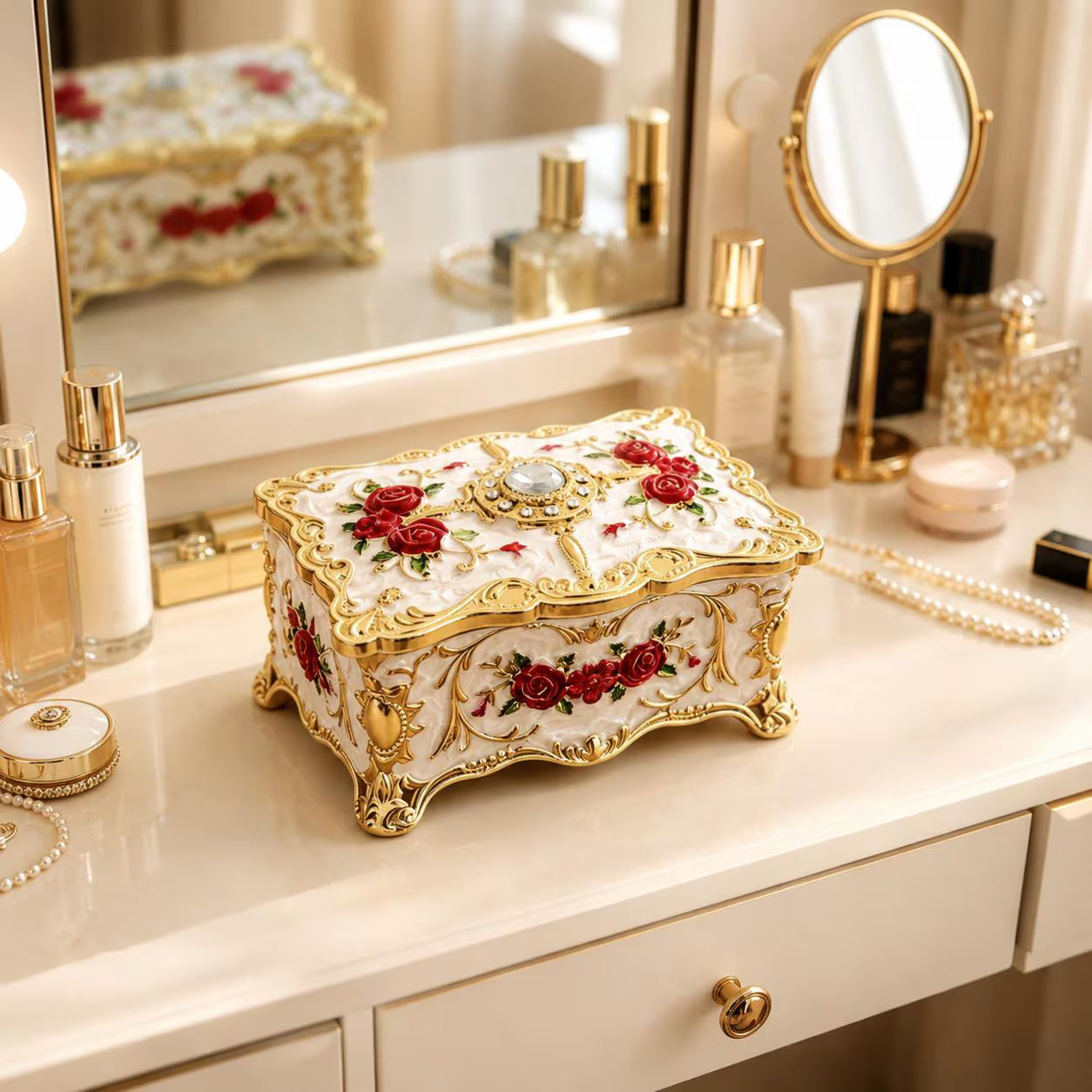 Vintage Rose Jewelry Box