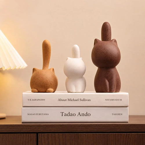 Set of 3 Ceramic Cat Figurines