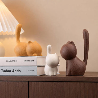 Set of 3 Ceramic Cat Figurines