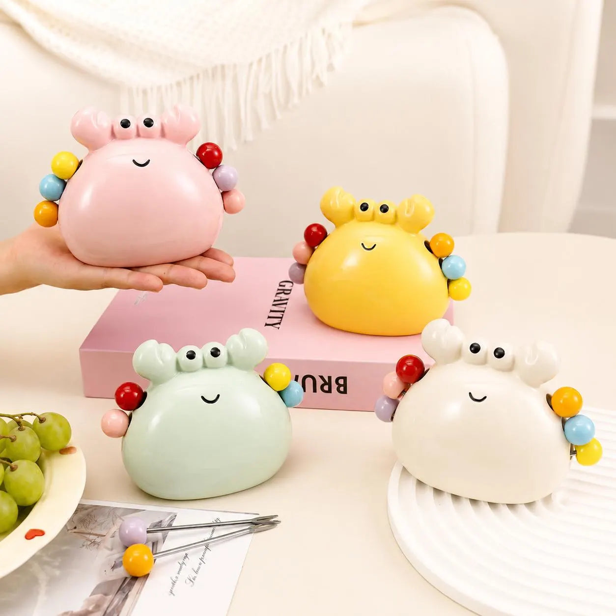 Ceramic Crab Fruit Fork Set