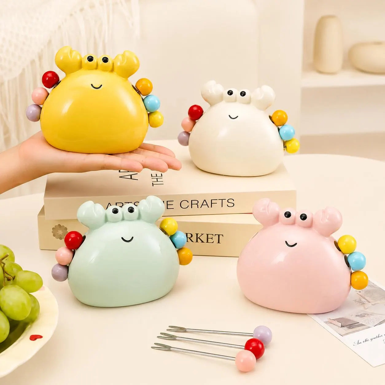 Ceramic Crab Fruit Fork Set
